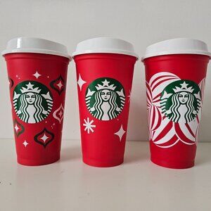 NEW STARBUCKS Red Cup 2022, 2023, 2024 Reusable w/Lid Exclusive Limited Edition